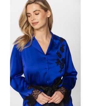 Pijama set mujer azul línea ceñida al cuerpo